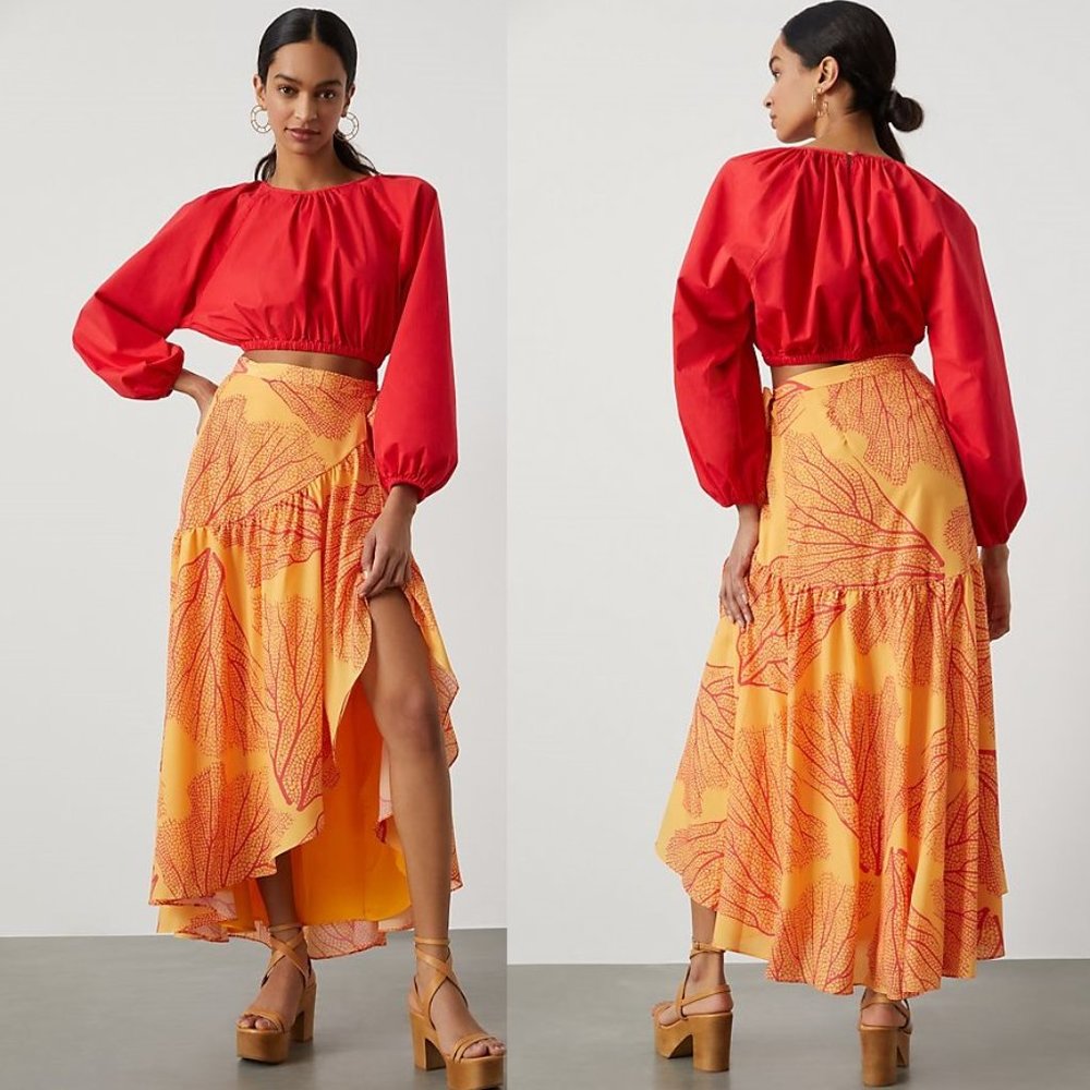 Anthropologie Hutch Printed Wrap Maxi Skirt size M new with tag